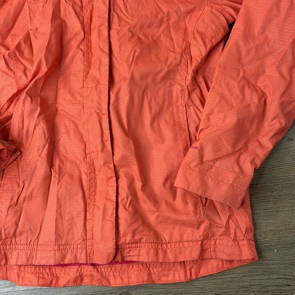 Columbia Girls Orange Pink Hooded Zip Up Windbreaker, size Girls medium